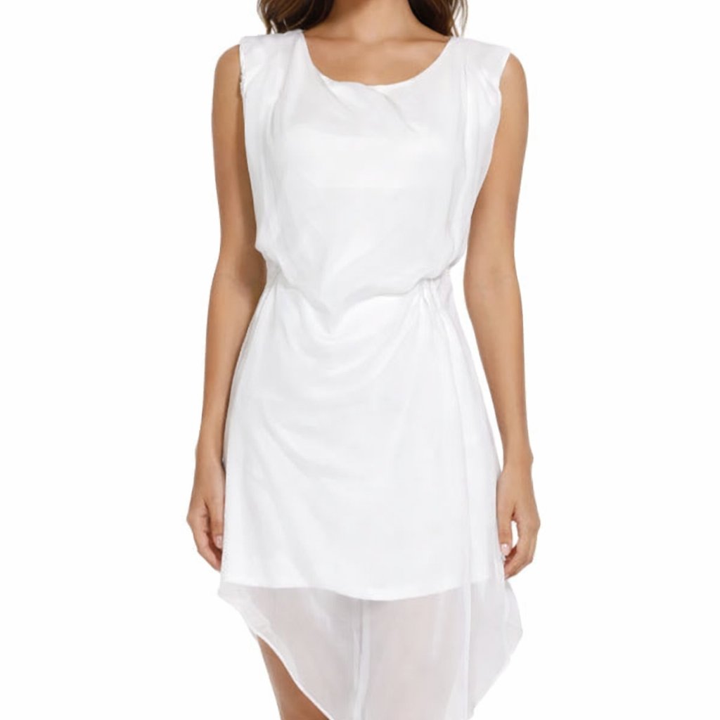 Boutique Coquette Ethereal High-Low Chiffon Sheer Overlay Dress Small